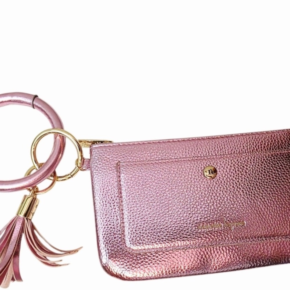 Nanette Lepore Metallic Pink Pebbled Wristlet - Picture 8 of 15